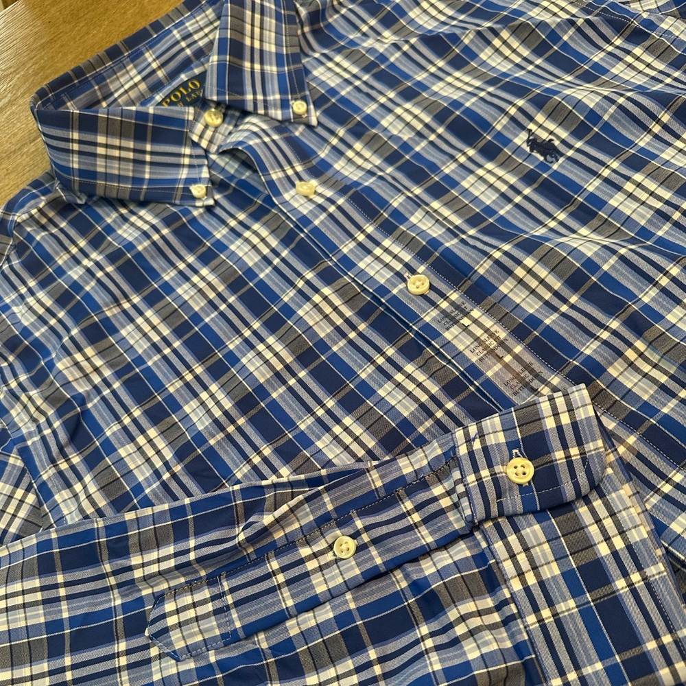 Polo Ralph Lauren Classic Fit Performance Shirt Blue Checked Size Large
